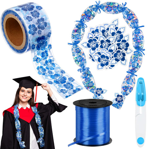 Jexine candy lei bags in blue hibiscus design for festive graduation gifting.