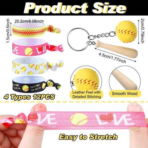 Jexine hair ties with softball theme for comfortable wear and team color accents