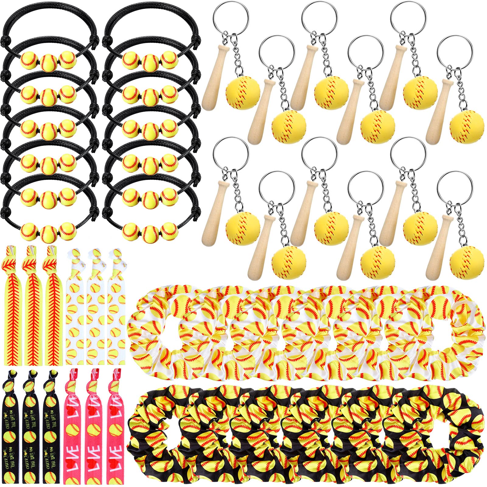Jexine softball keychains with bat and ball charms for party decor and keepsakes