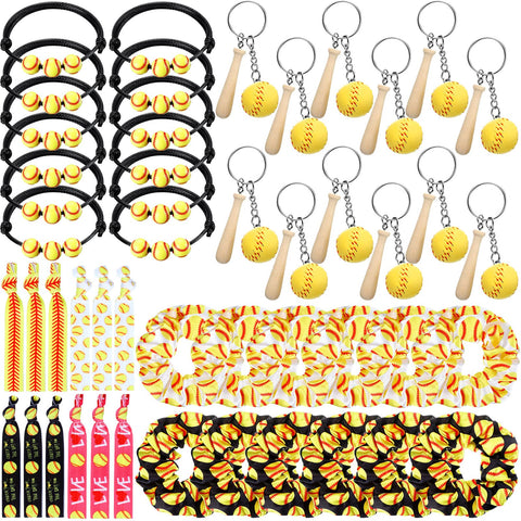 Jexine softball keychains with bat and ball charms for party decor and keepsakes