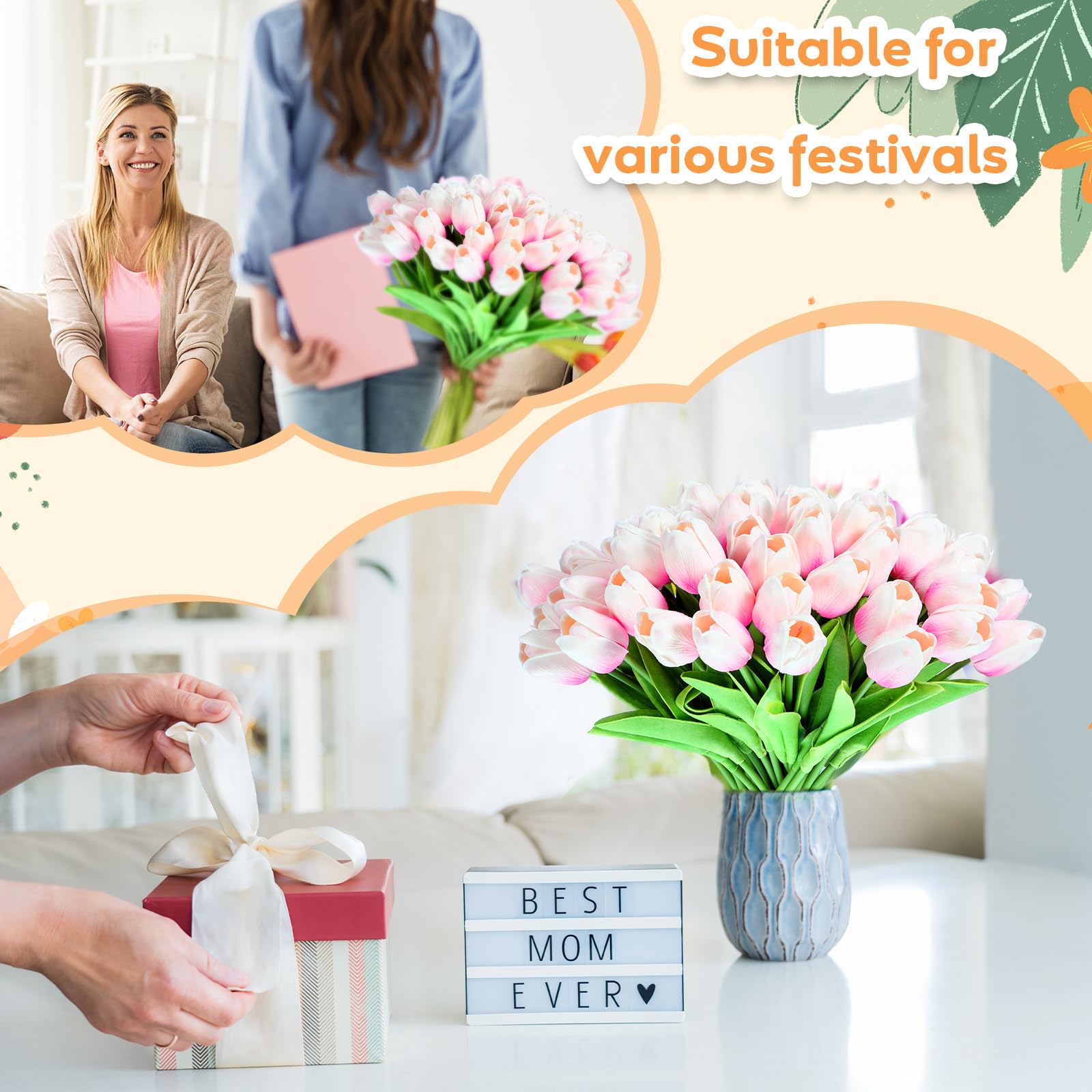 Jexine multicolor tulips display a wide color range for events and gifts.
