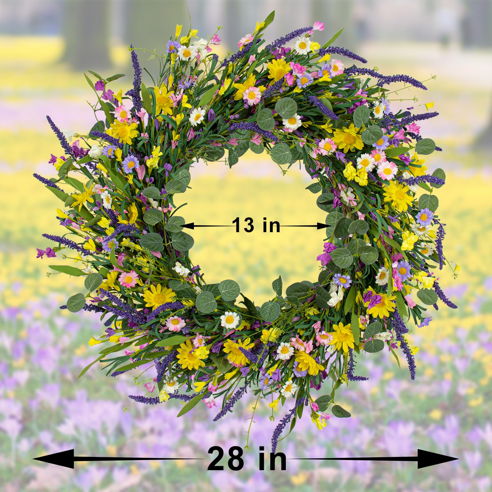 Close-up of J'FLORU daisies and lavender to highlight realistic textures.