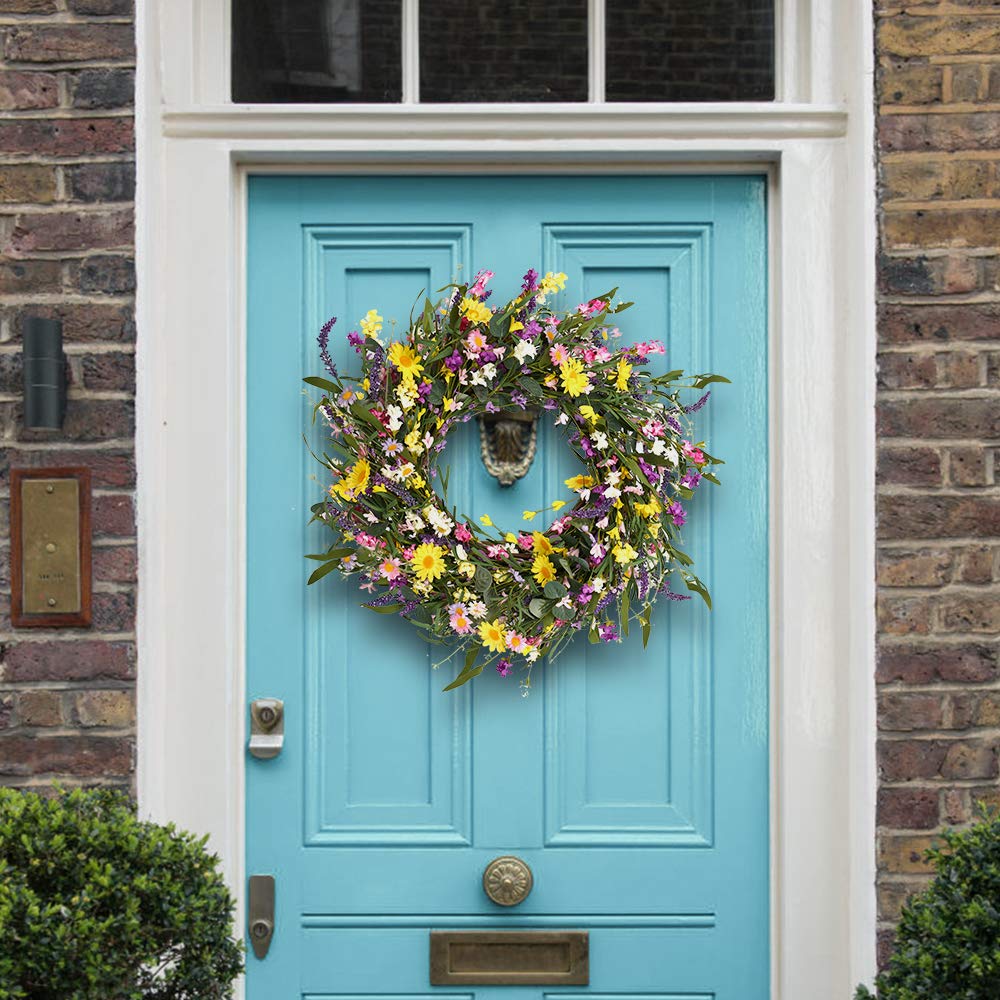 J'FLORU wreath designed for indoor or covered outdoor display versatility.