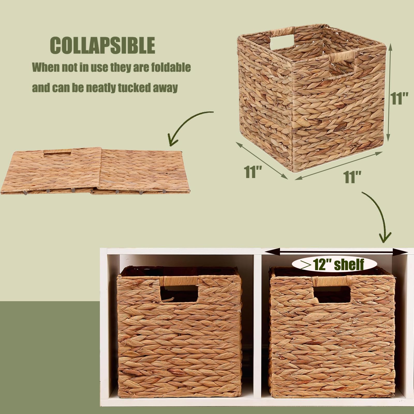JGJCYO9 11x11in basket on cube shelf keeps nursery items neatly stored