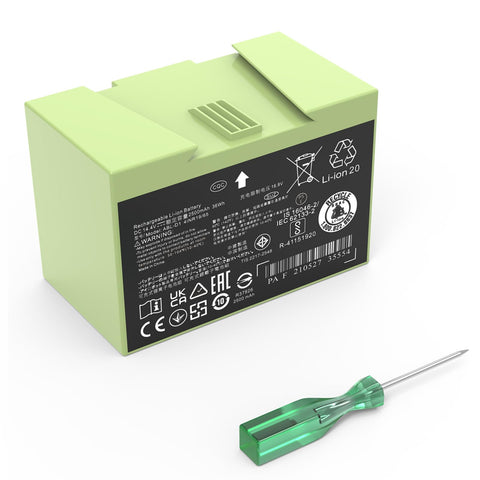 JGTM ABL-D1 battery packaging shows upgraded capacity for Roomba.