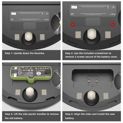 JGTM Roomba battery packaging includes warranty and support options