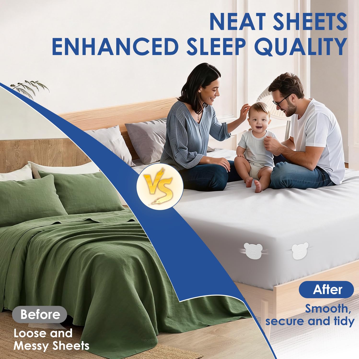Jiaao easy one-time installation with snap design for quick bed making