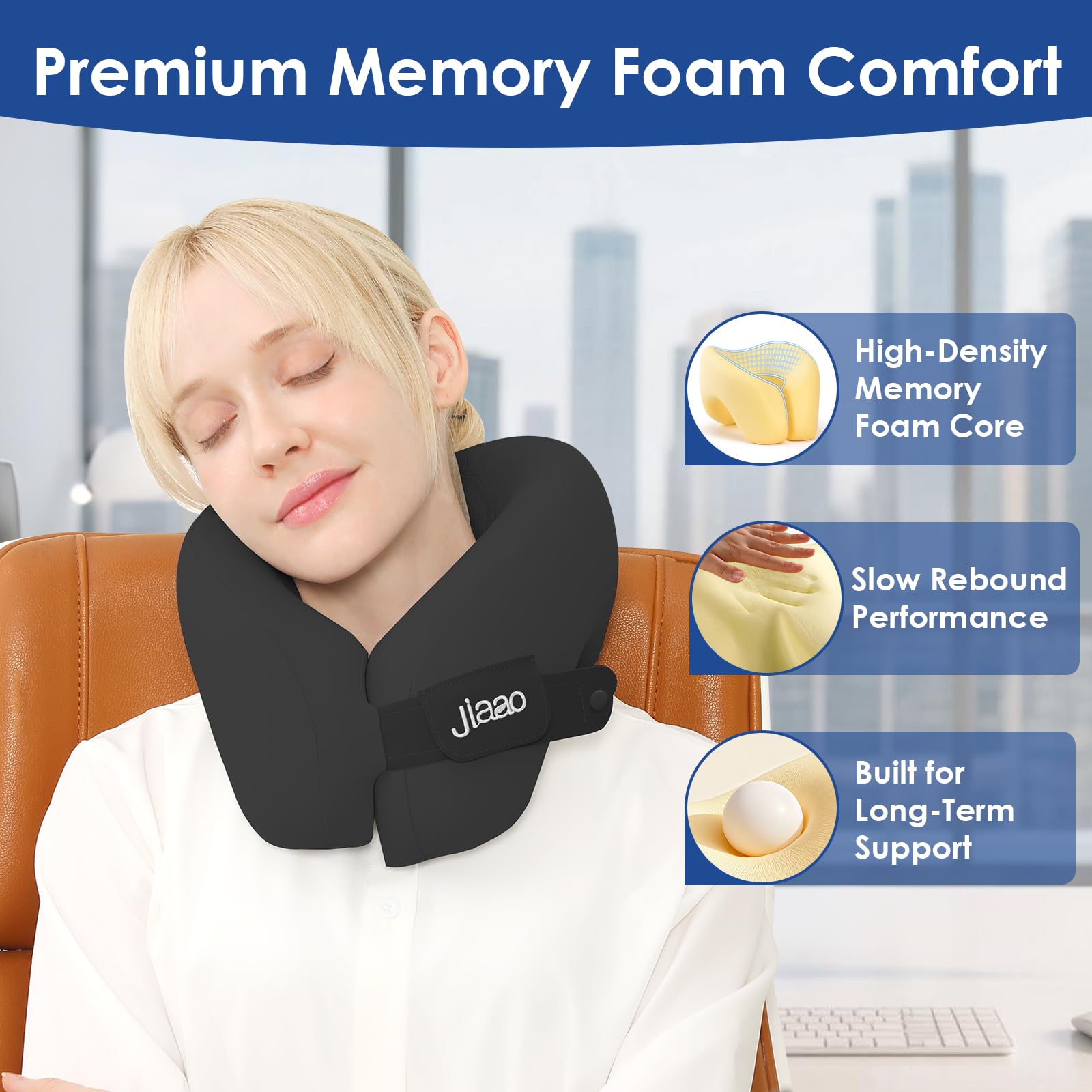 jiaao memory-foam close-up highlights soft, contouring support for the neck