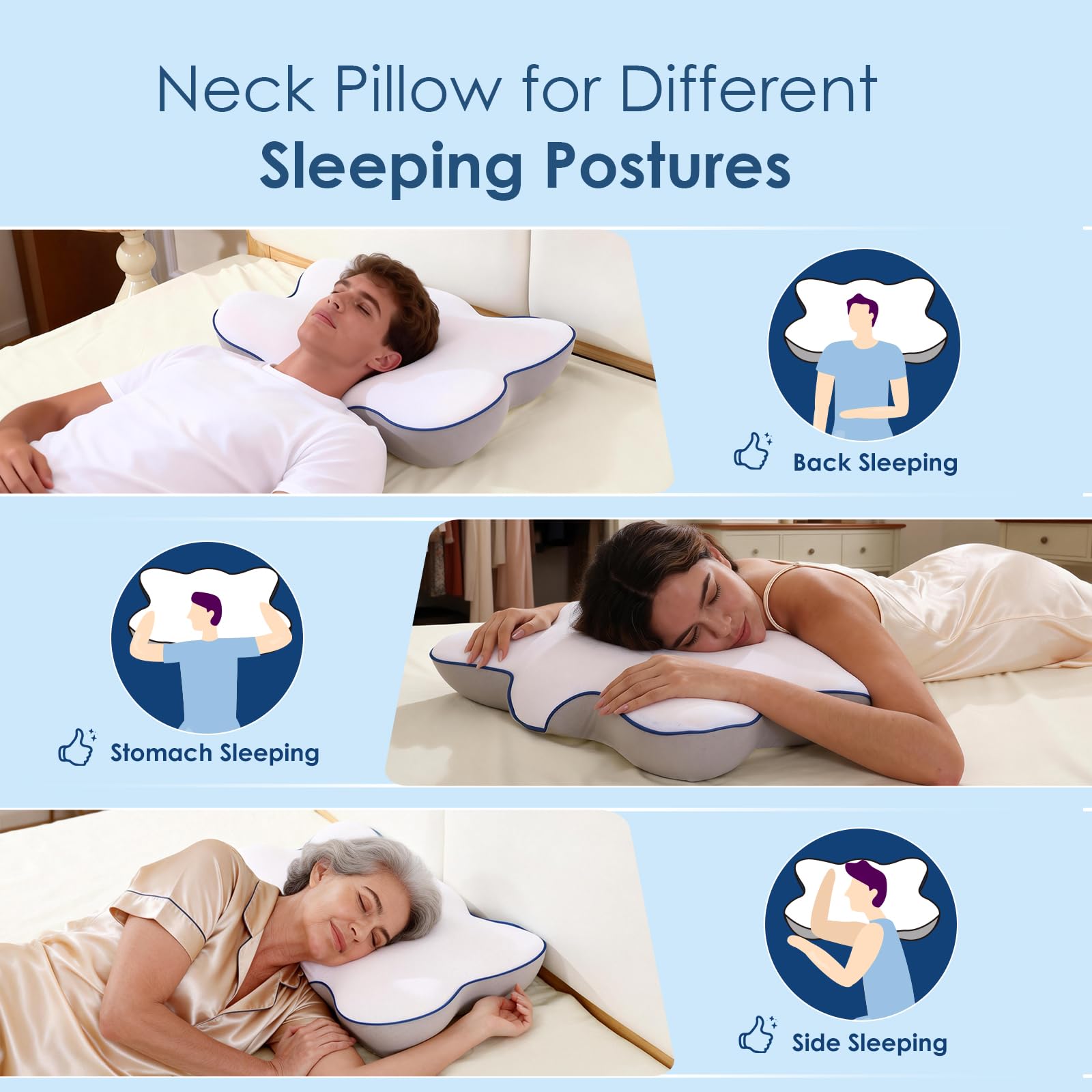 Removable washable pillowcase for Jiaao ergonomic pillow easy care