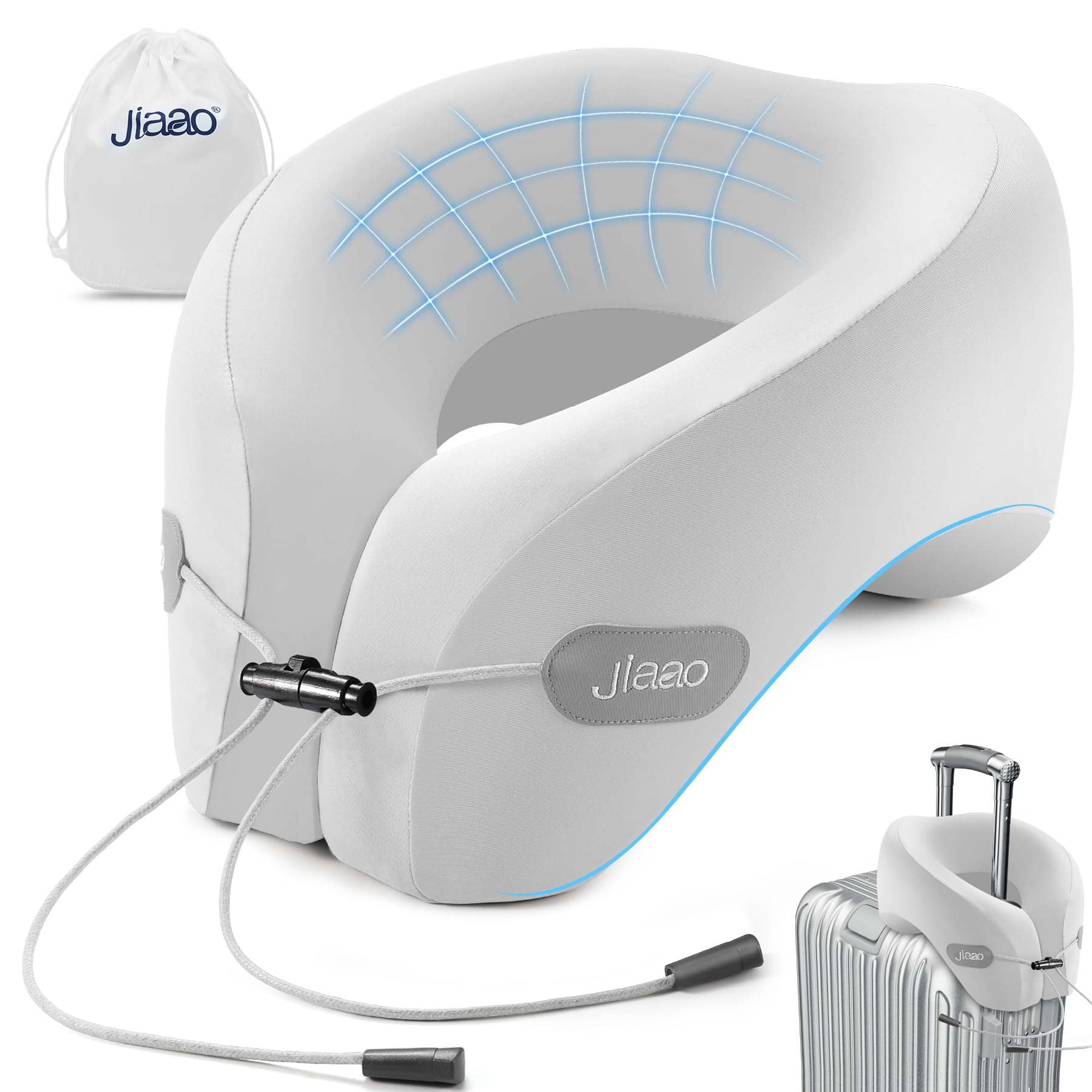 Jiaao travel pillow offers 360° neck support for comfortable plane or train travel