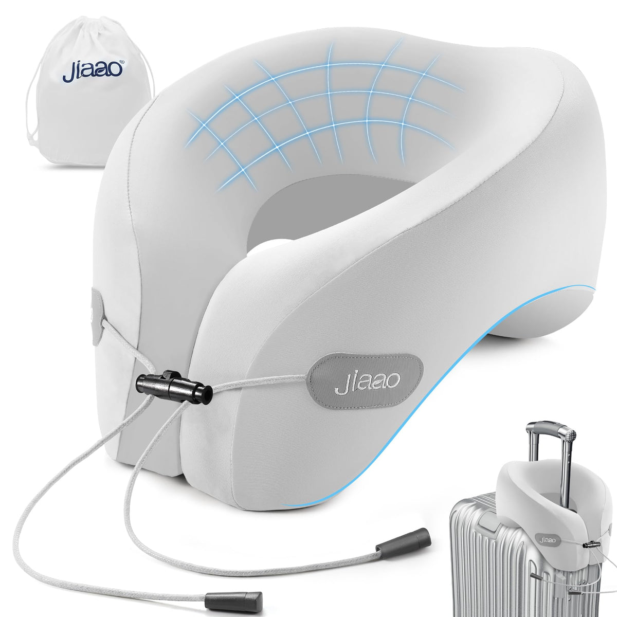 Jiaao travel pillow offers 360° neck support for comfortable plane or train travel