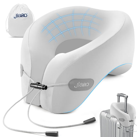 Jiaao travel pillow offers 360° neck support for comfortable plane or train travel