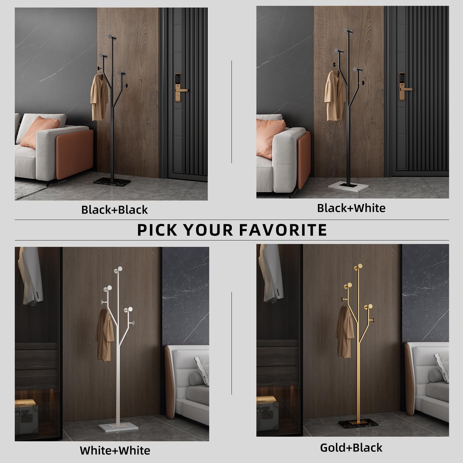 JIAYUEJU marble base coat rack adds elegant touch
