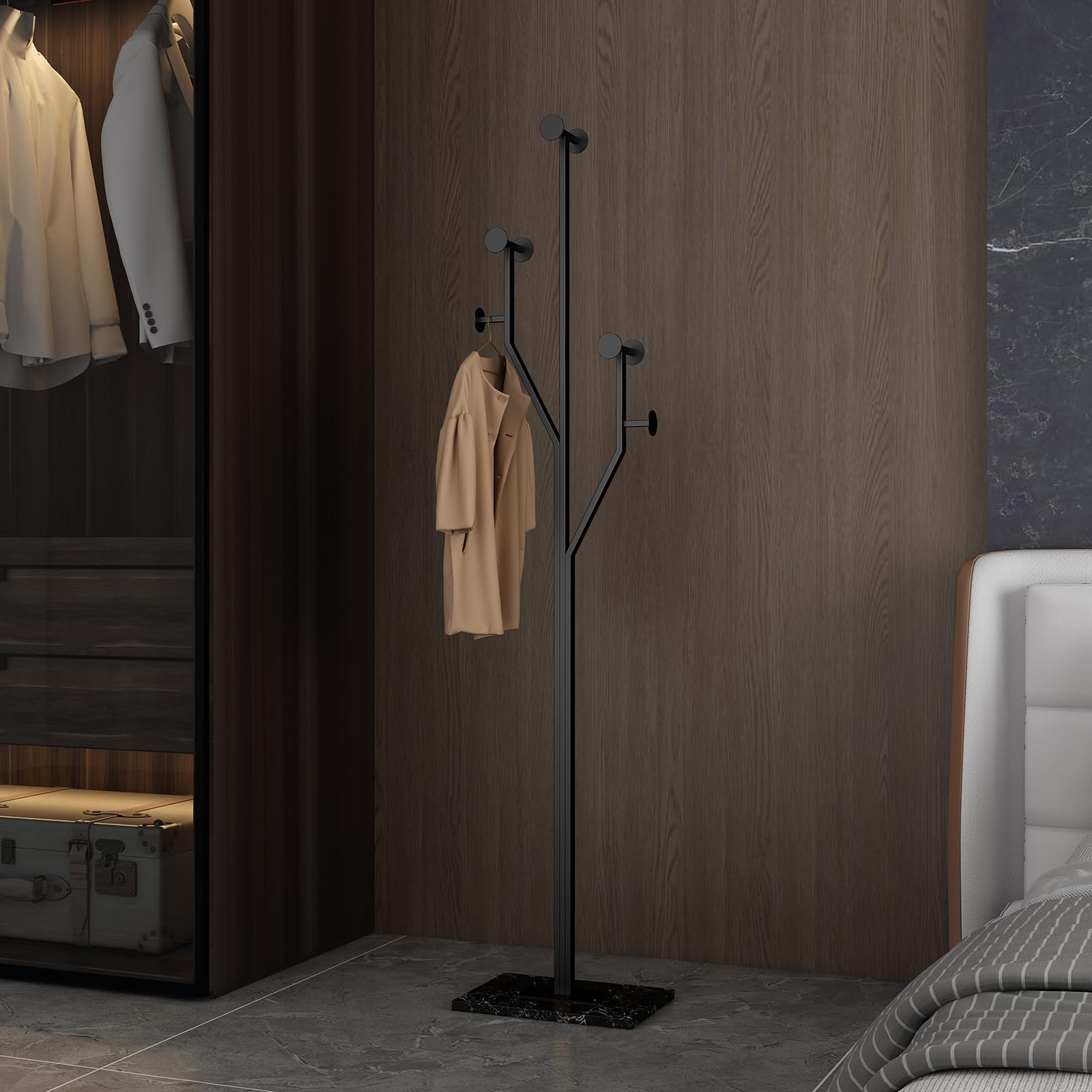 JIAYUEJU heavy duty metal coat tree provides durable support