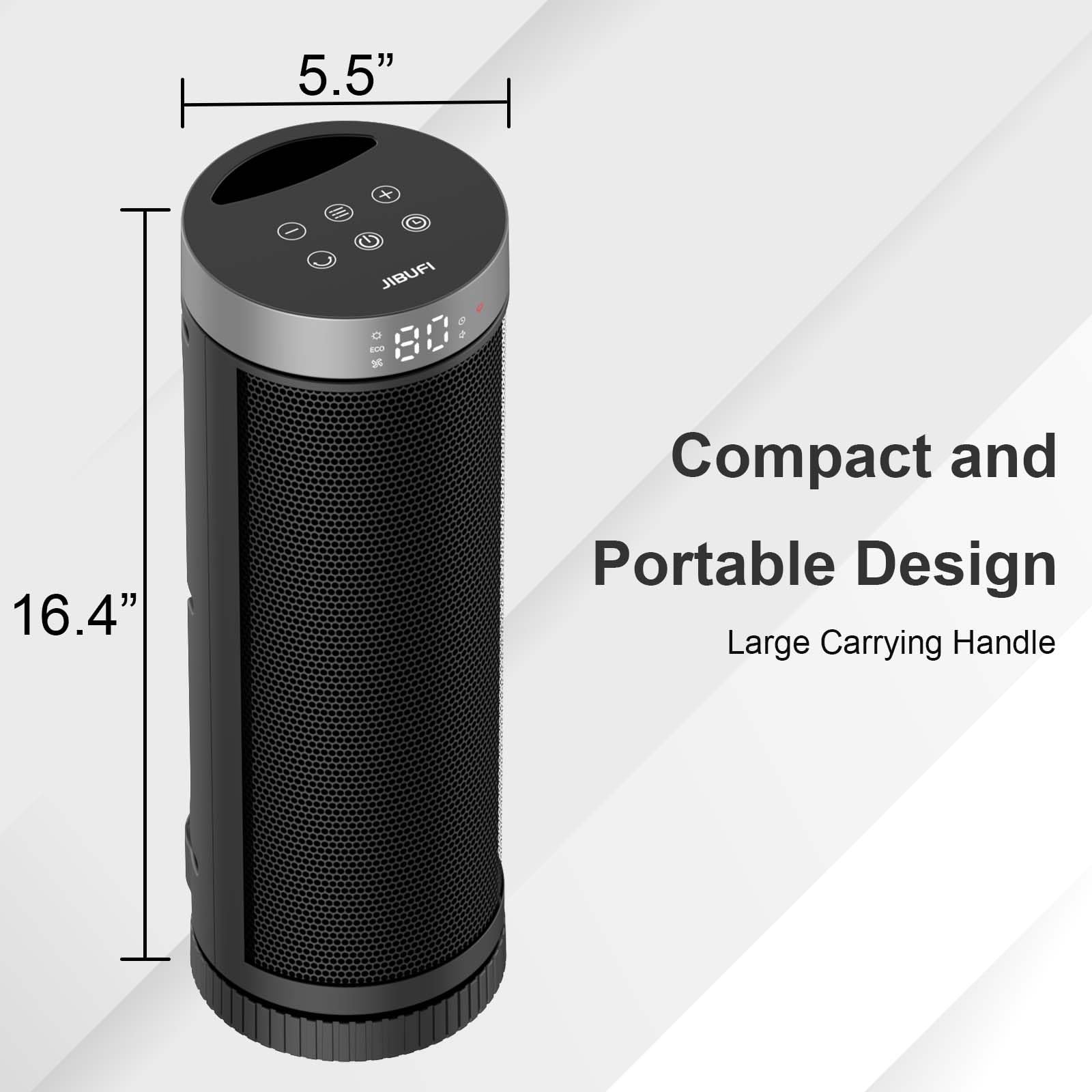 JIBUFI ceramic space heater with a long 6-foot cord allows flexible placement.