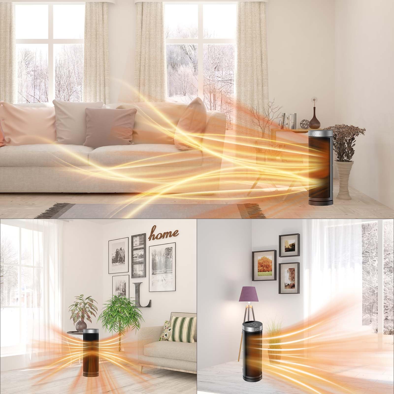 JIBUFI ceramic space heater delivers rapid warmth in seconds for chilly mornings.