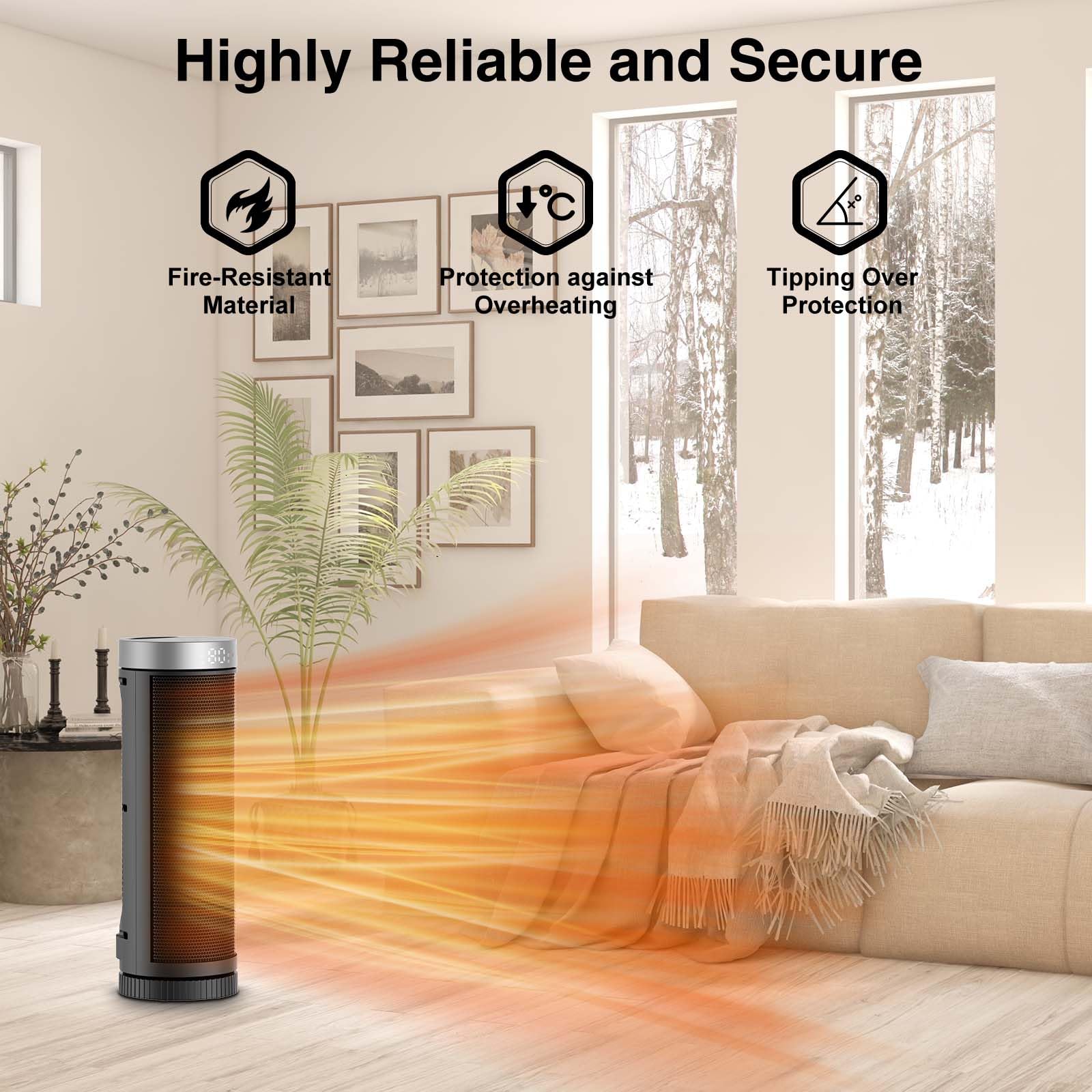 JIBUFI ceramic space heater safety features support worry-free use around family and pets.