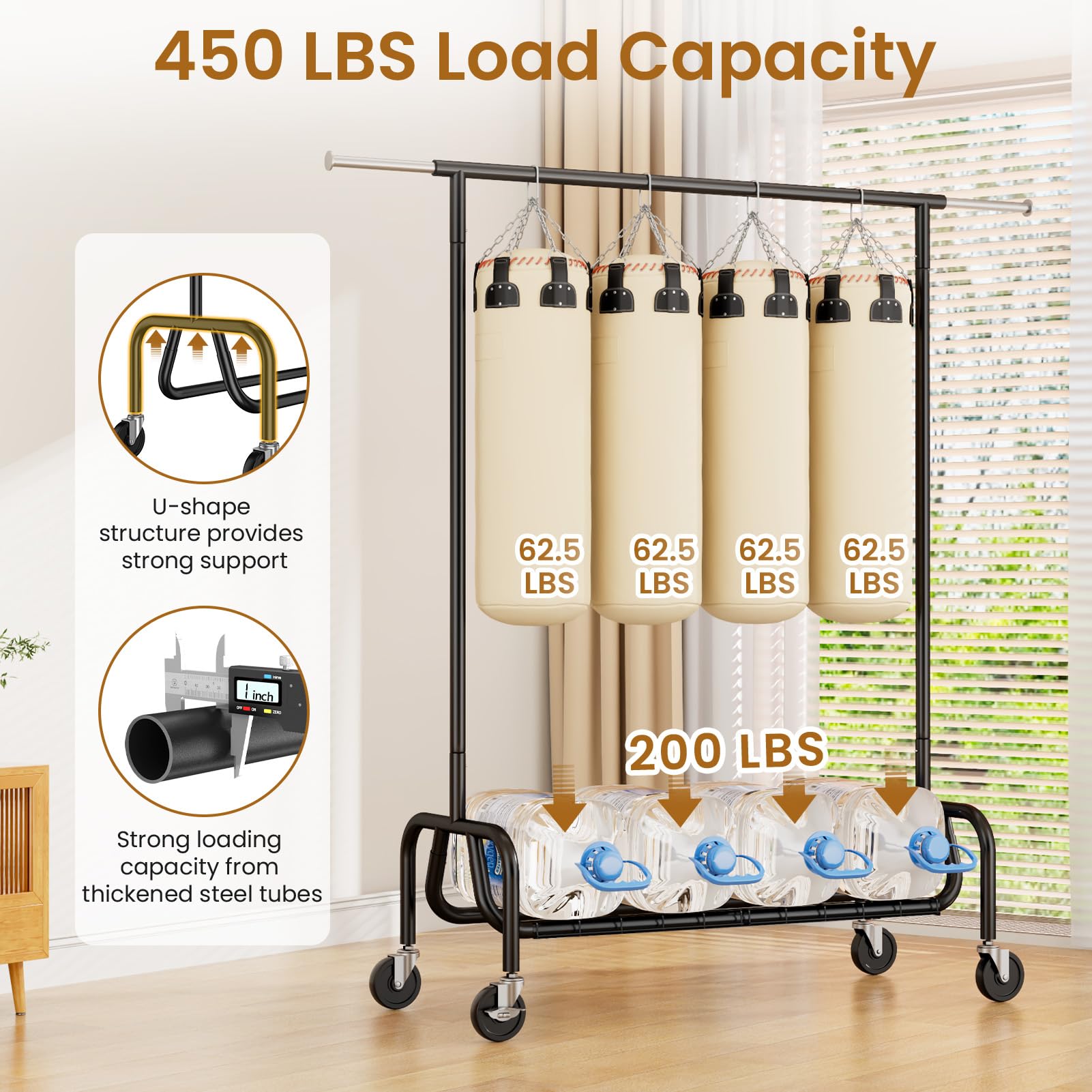 JIEJIERUI rolling rack with shelf for shoes and bags