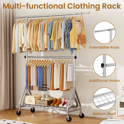 JIEJIERUI rack center rod is removable for lengthier garments and versatility.