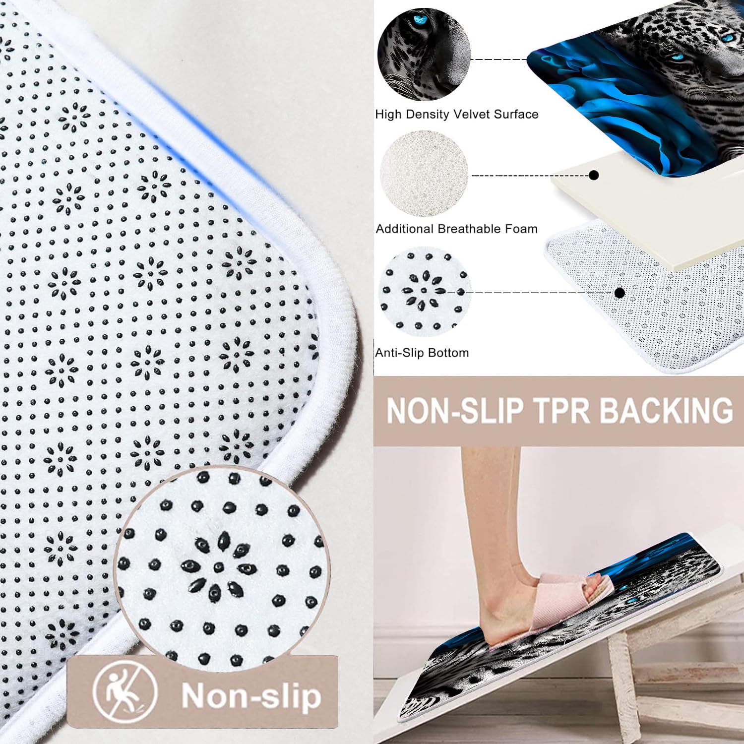 Jieprom blue rose leopard toilet lid cover brightens the bathroom routine.