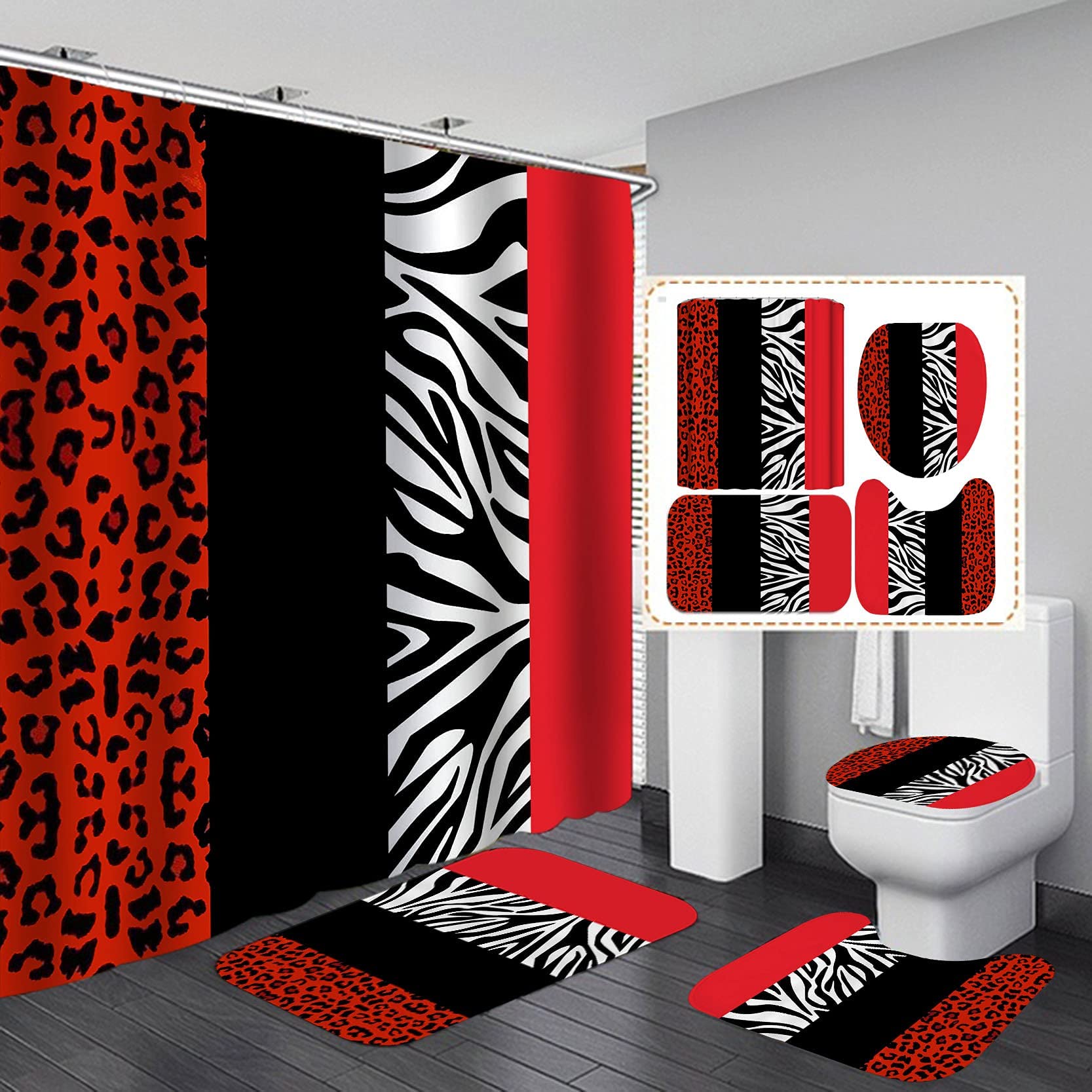 jieprom leopard print shower curtain with vivid colors for a bold bathroom makeover
