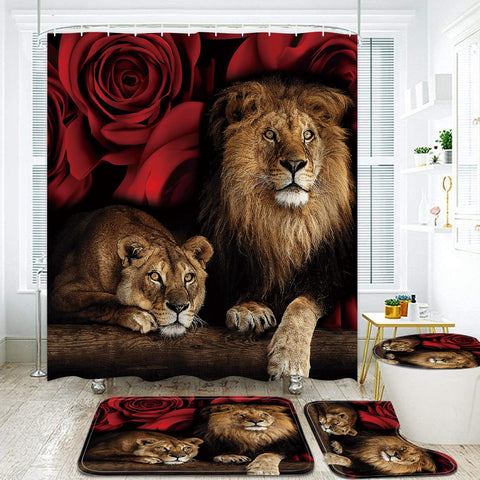 jieprom rose and lion shower curtain pattern with vibrant colors for a fresh bathroom look
