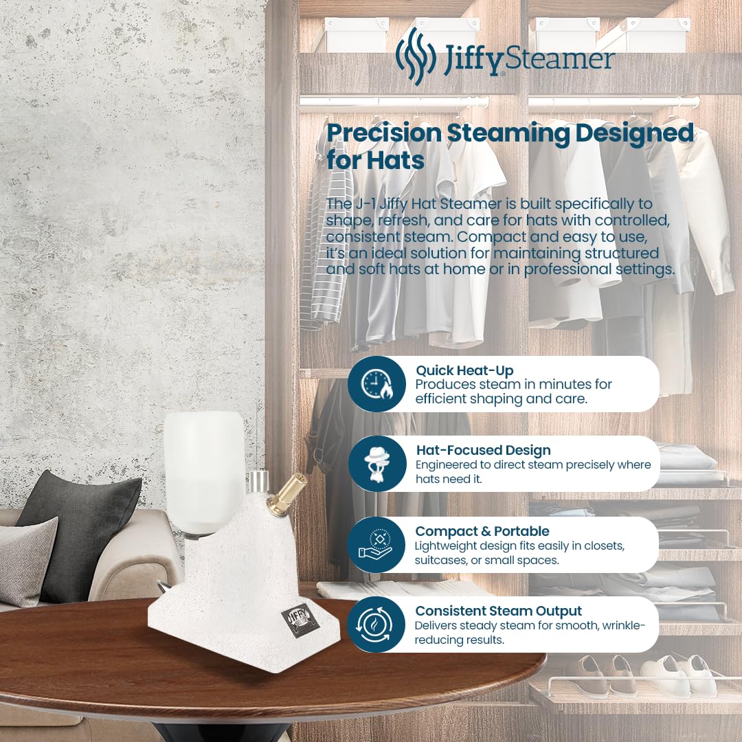 Durable brass fittings on the Jiffy J-1 Hat Steamer