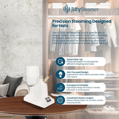 Durable brass fittings on the Jiffy J-1 Hat Steamer