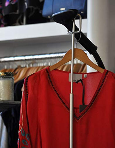 J-4000 in use on shirt illustrates wrinkle removal without traditional ironing.