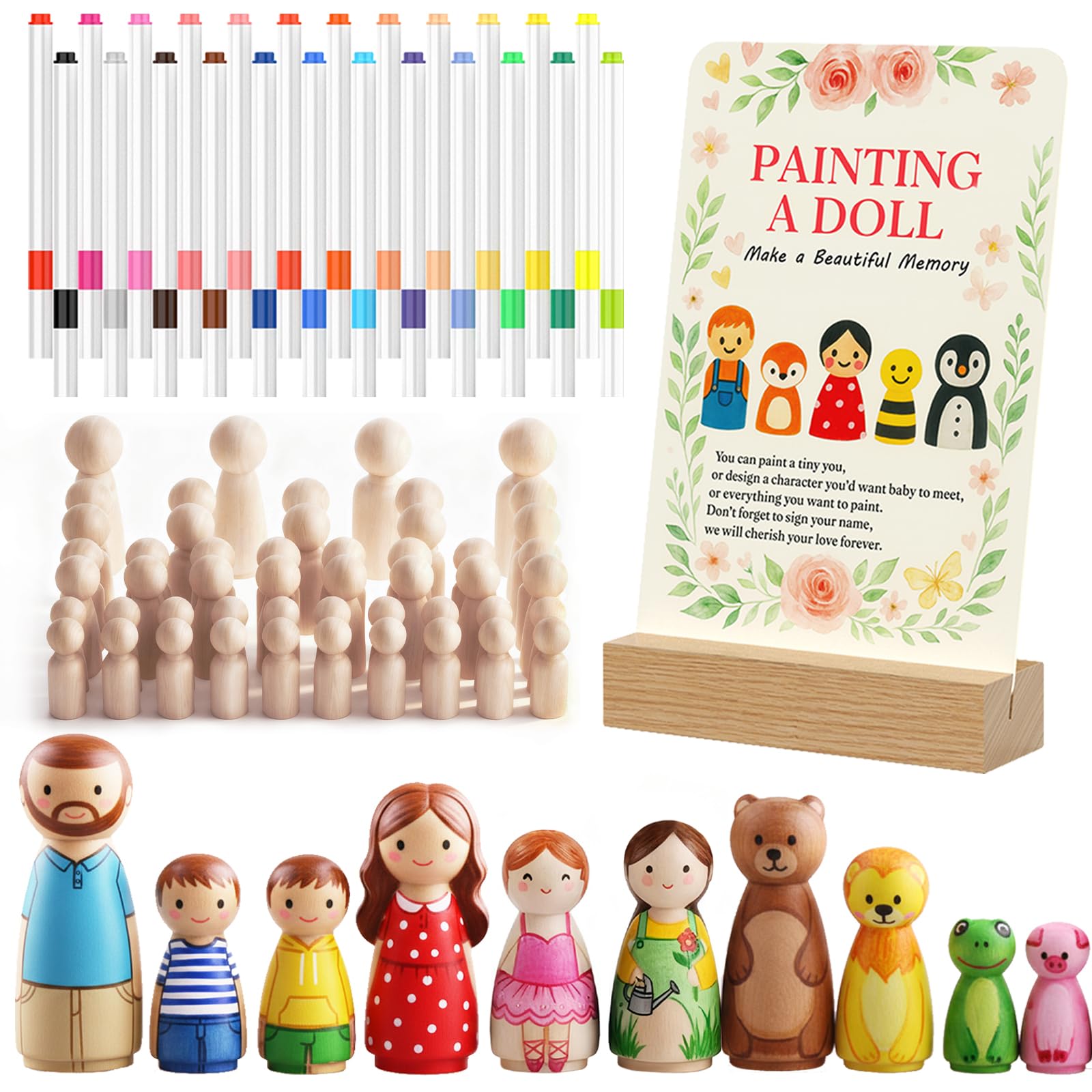 JigJag painting kit with wooden dolls for colorful keepsakes