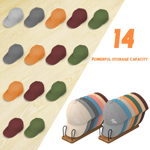 JigJag hat organizer sits on closet shelf or dresser for ready use