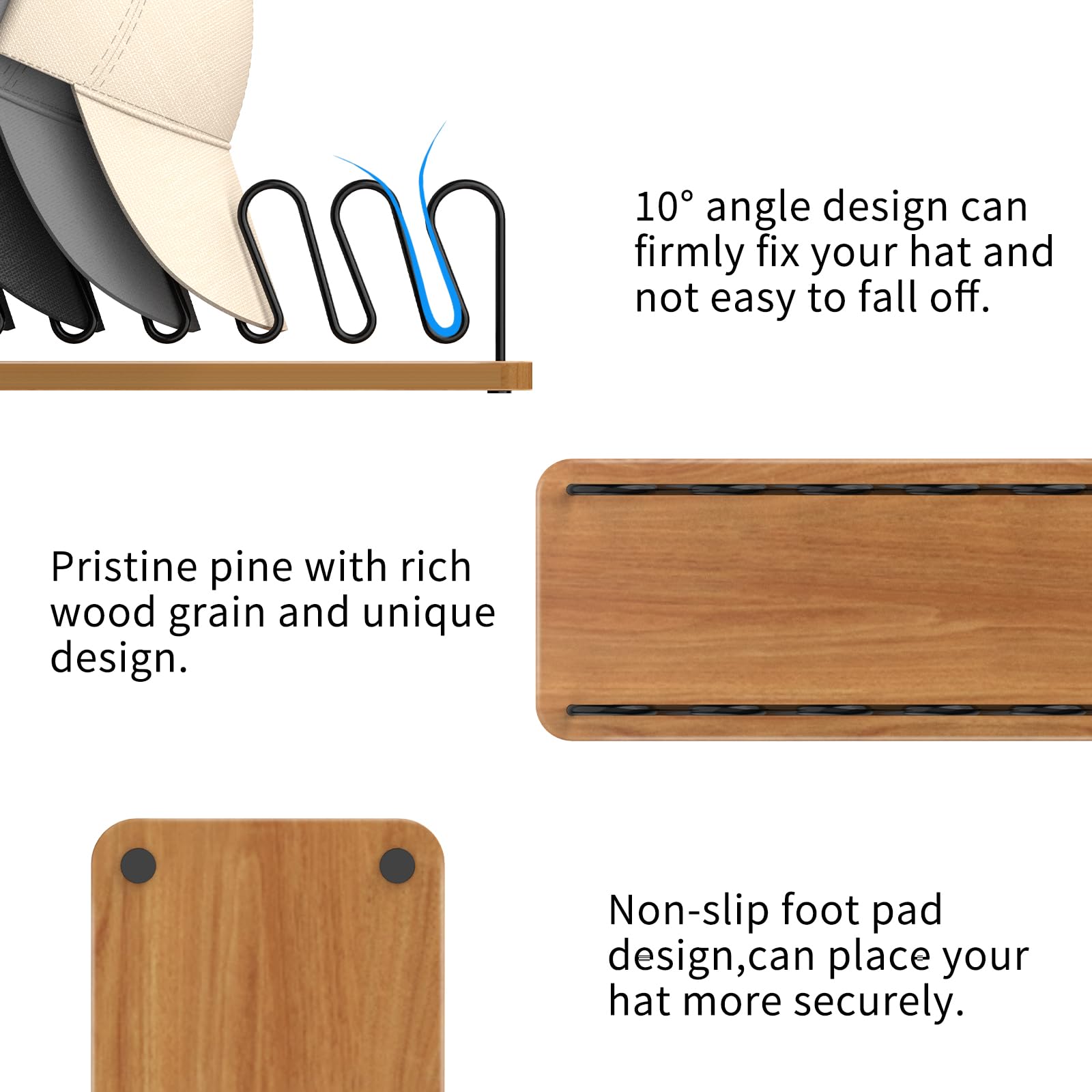 No installation required with JigJag hat organizer on a shelf