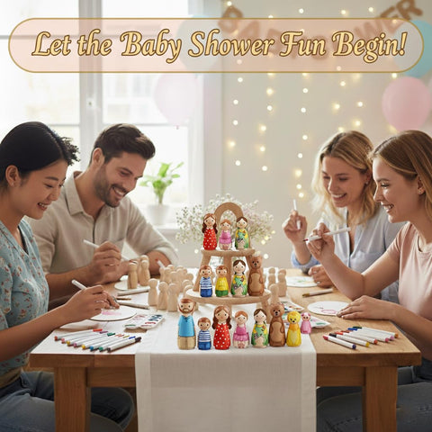 JigJag wooden dolls with markers for family activity