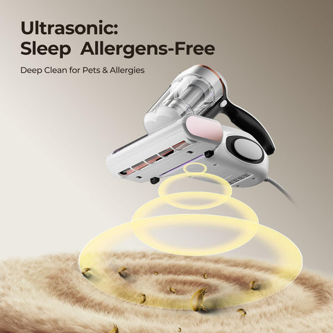 JIGOO bed vacuum cleaner with high-speed main brush for lifting hair.