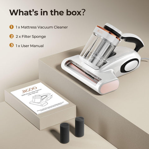 JIGOO bed vacuum cleaner helps remove pet hair from bedding.