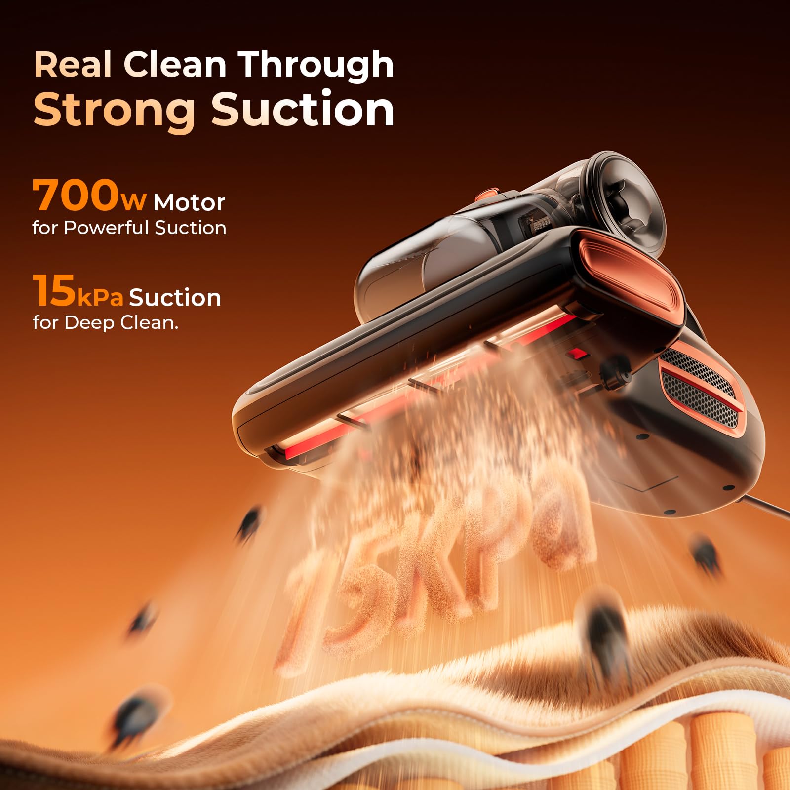 JIGOO T600 delivers strong suction up to 15KPa on fabrics