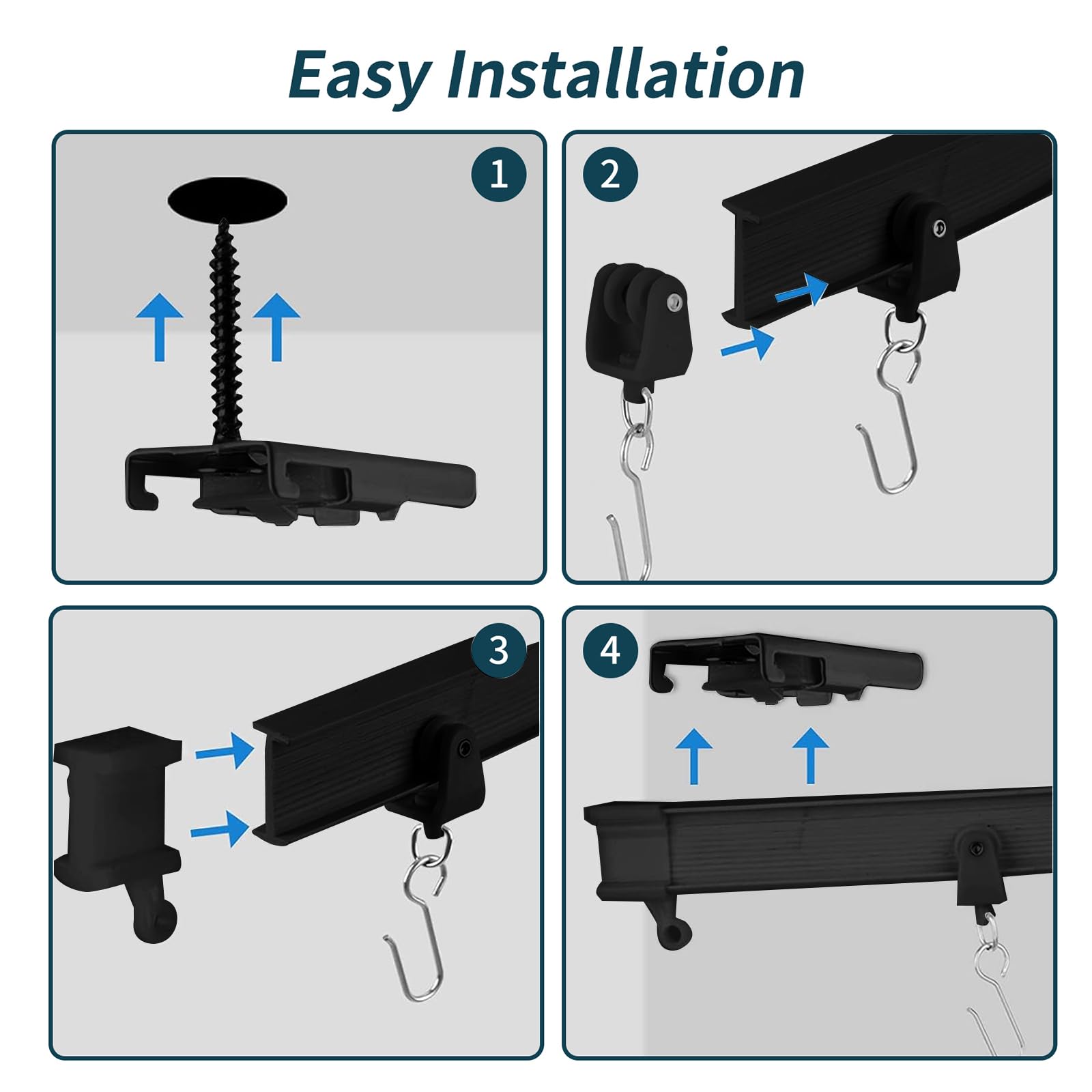 JIHXYER drywall anchors and screws enable secure ceiling mounting.