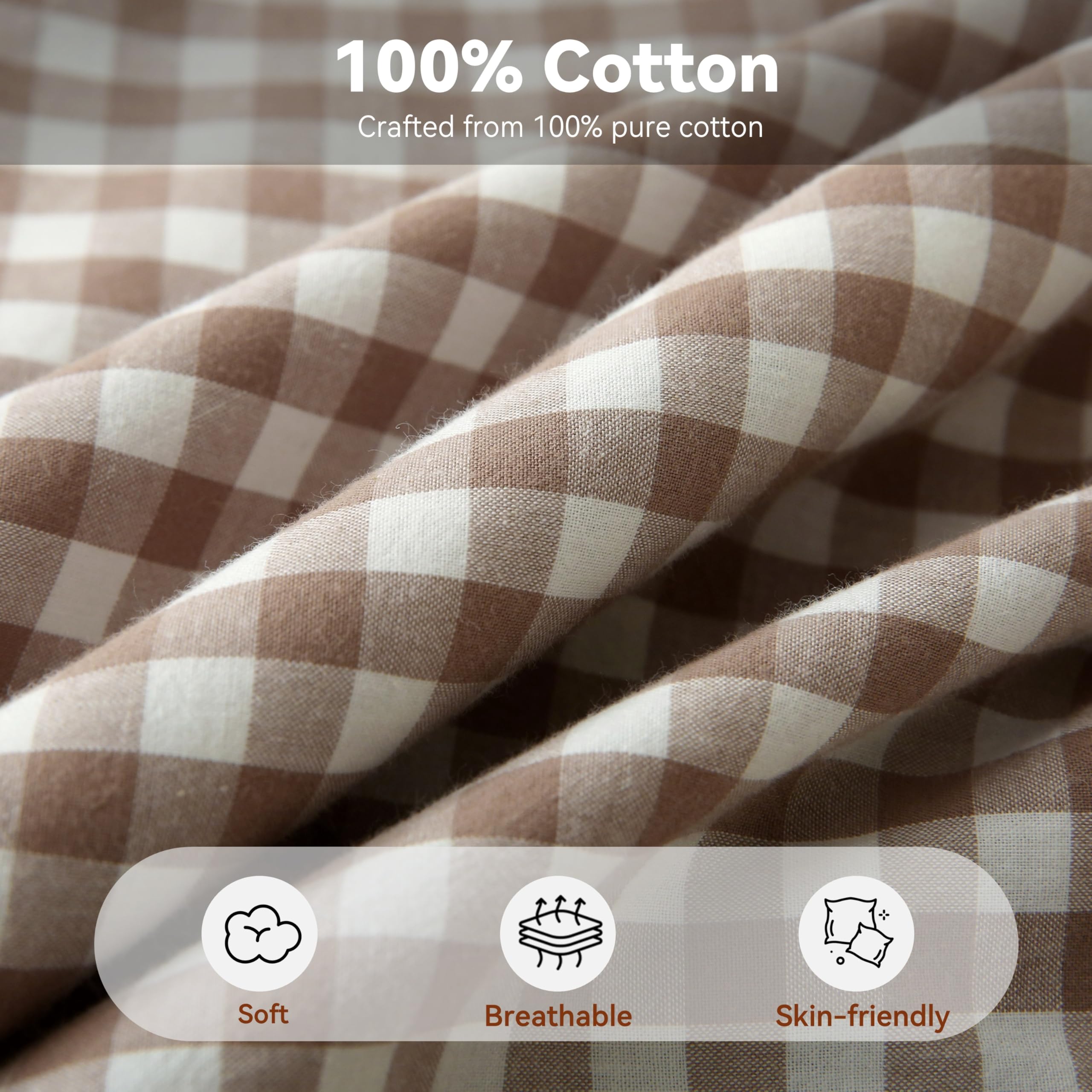Jilboo 18x18 taupe white check pillow cover for timeless texture