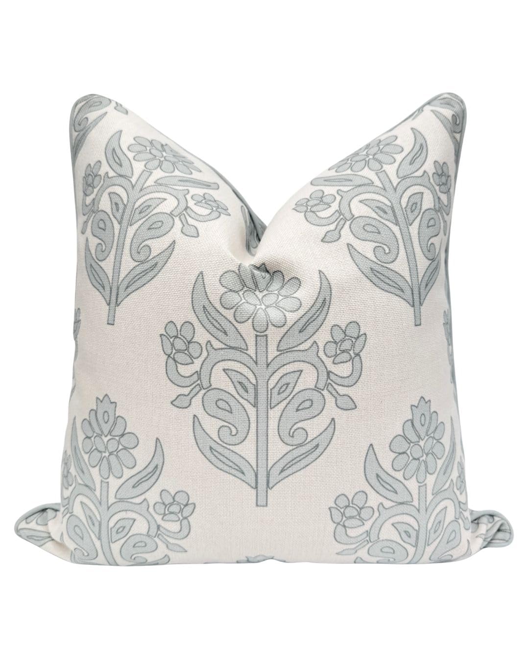 Jillien Harbor The Naples pillow cover with grey floral block print for elegant decor.