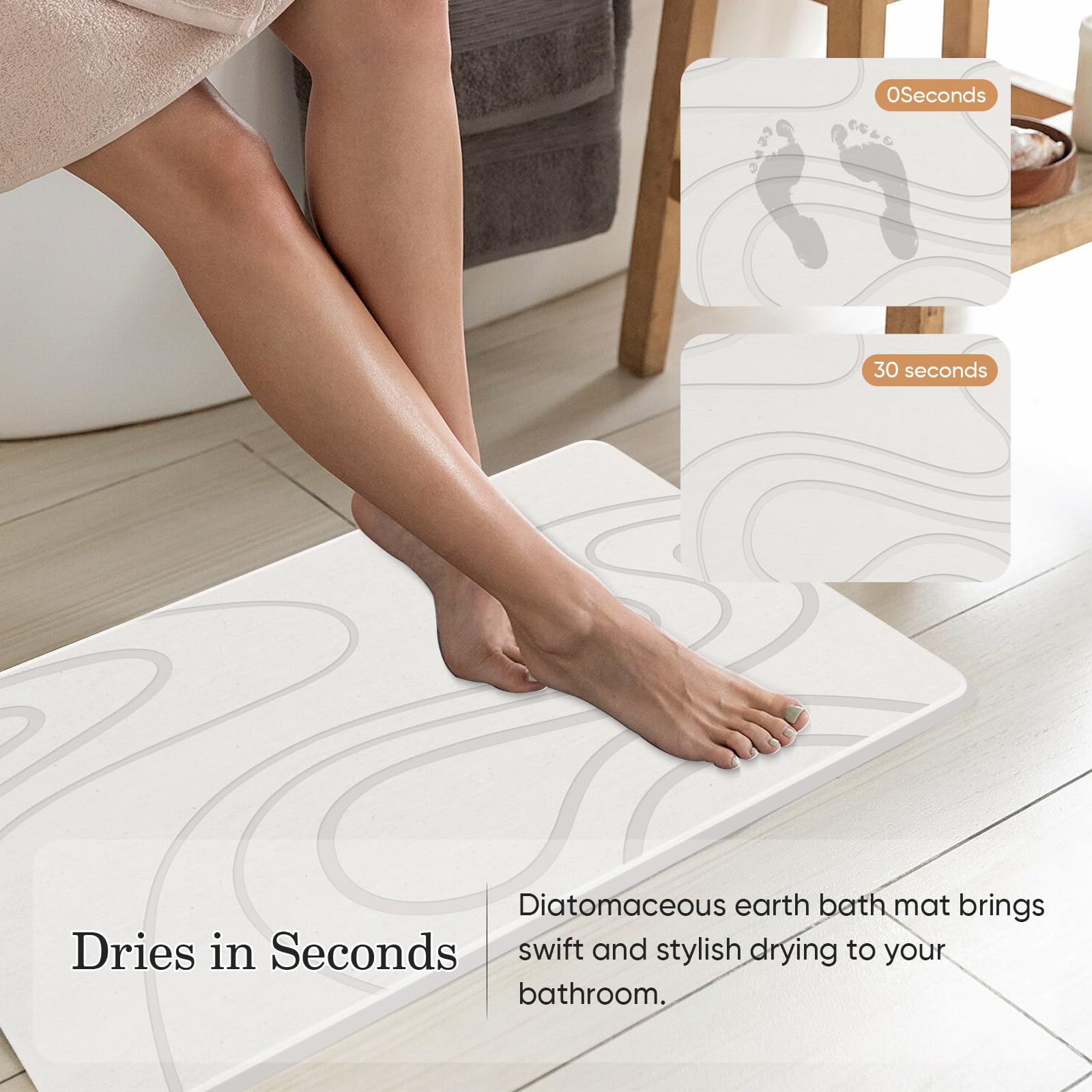 Jiloma diatomite stone mat non-slip texture enhances bathroom safety.
