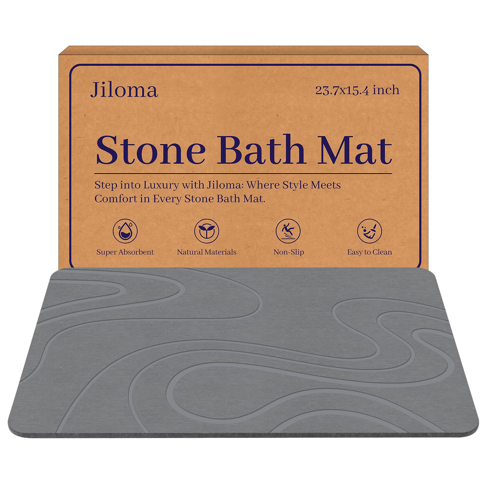 Jiloma Stone Bath Mat absorbent surface for rapid drying after showers
