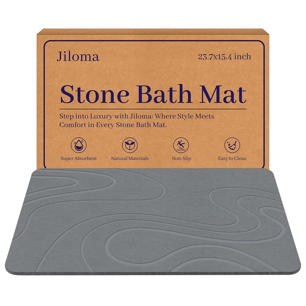 Jiloma Stone Bath Mat absorbent surface for rapid drying after showers