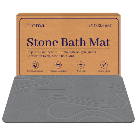 Jiloma Stone Bath Mat absorbent surface for rapid drying after showers