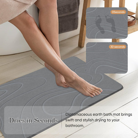 Jiloma Stone Bath Mat diatomite material highlights smooth texture and durability