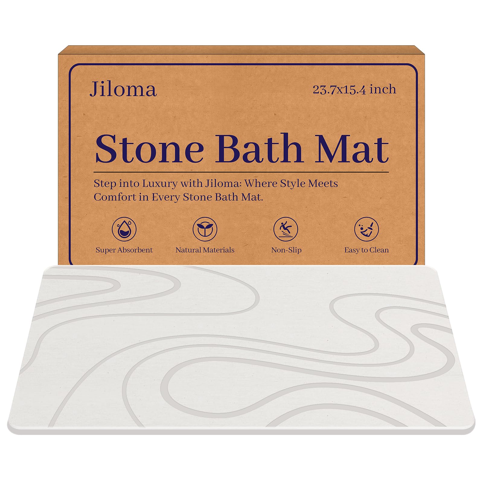 Jiloma stone bath mat rapid-drying and highly absorbent for fresh feet.