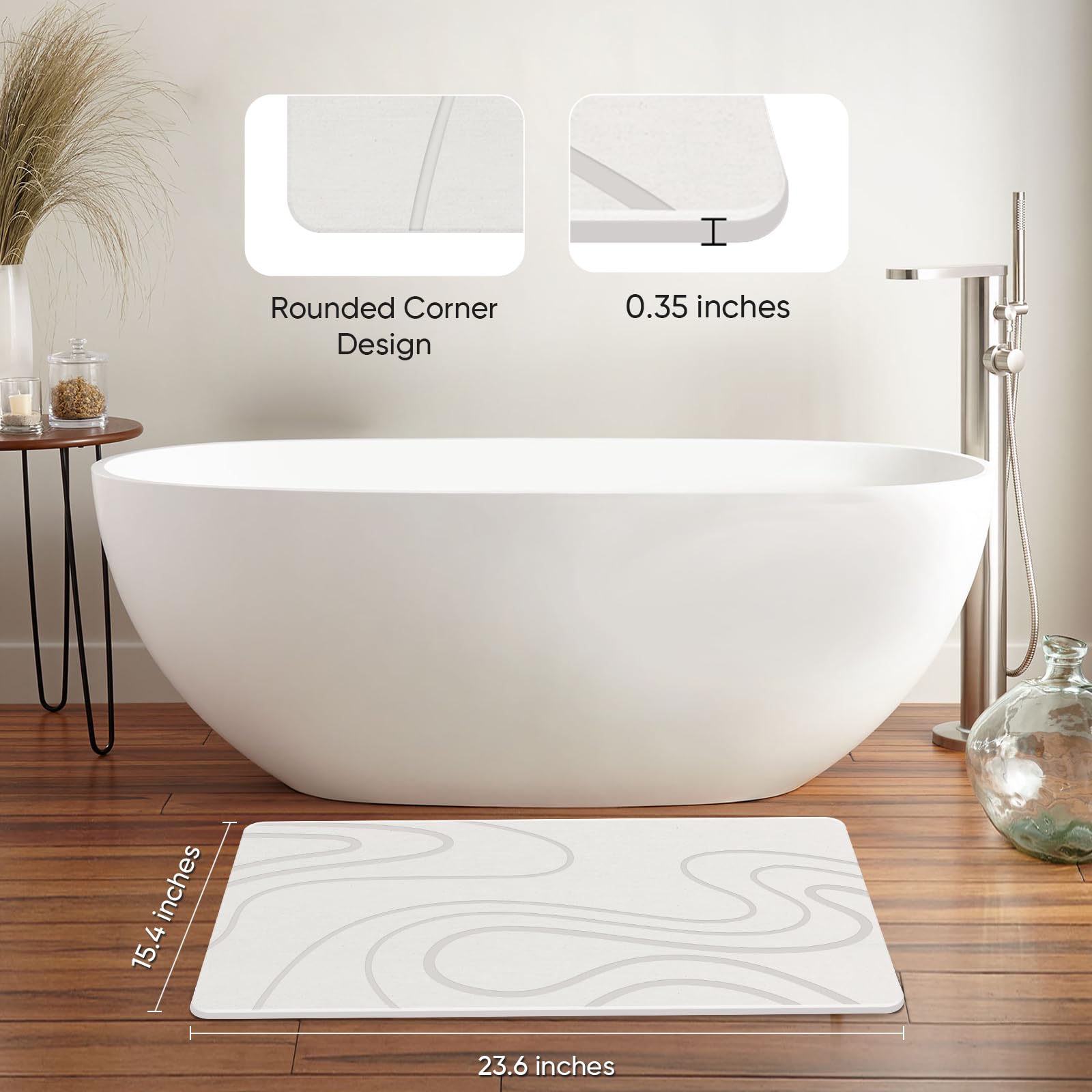 Jiloma stone bath mat easy-clean surface cleans in seconds.