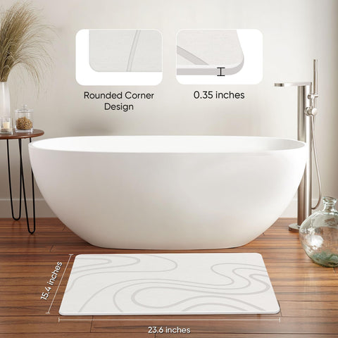 Jiloma stone bath mat easy-clean surface cleans in seconds.