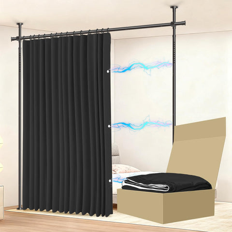 Jilron no-drill divider curtain 106W x 84L creates instant privacy without tools.