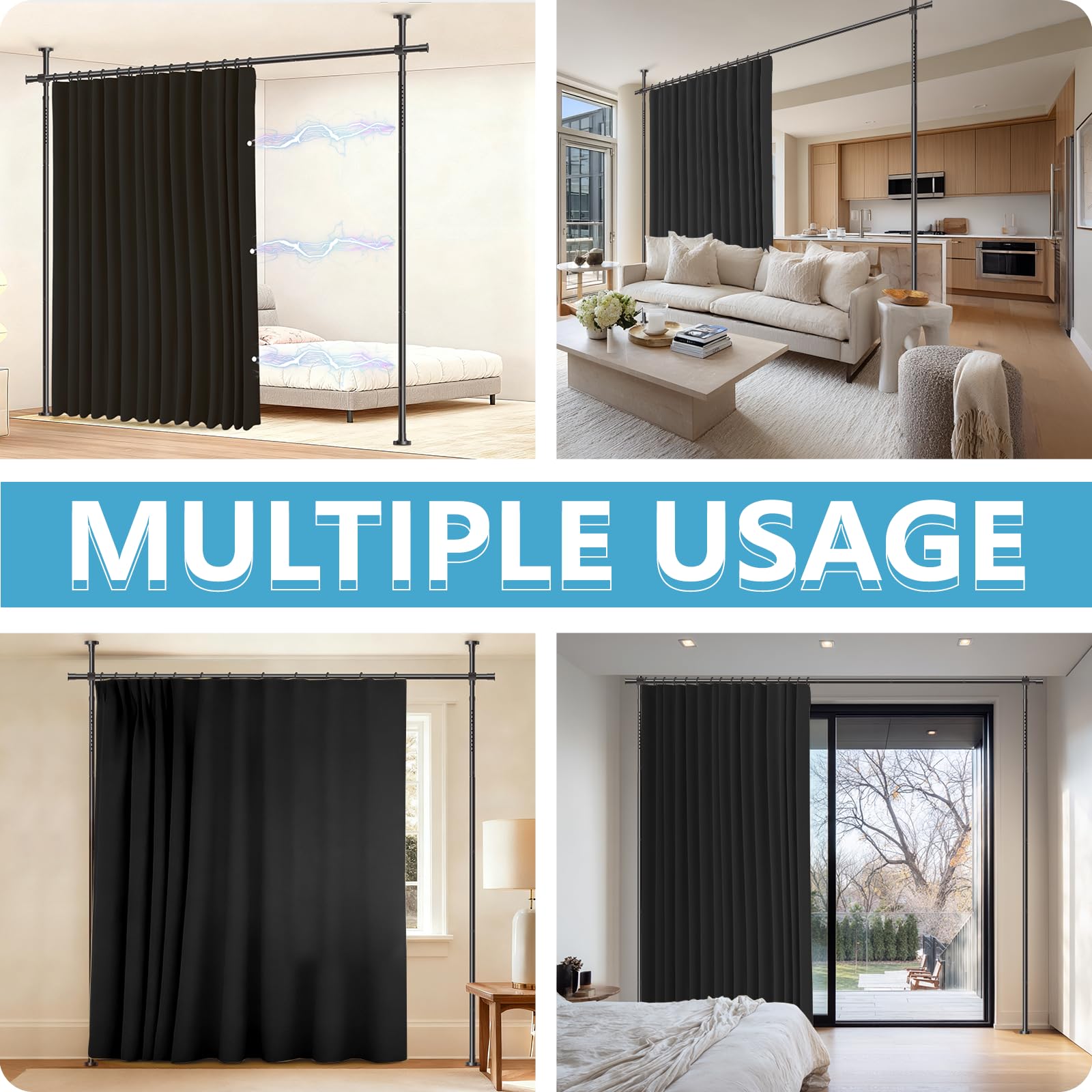 Jilron private office nook setup using a no-drill room divider curtain.