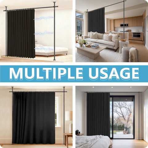 Jilron private office nook setup using a no-drill room divider curtain.